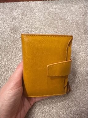 (4)Yellow Leather Snap Closure Wallet with Multiple Card Slots